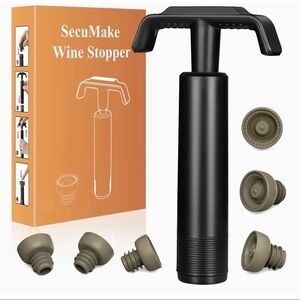 SecuMake Black Wine Stopper Set